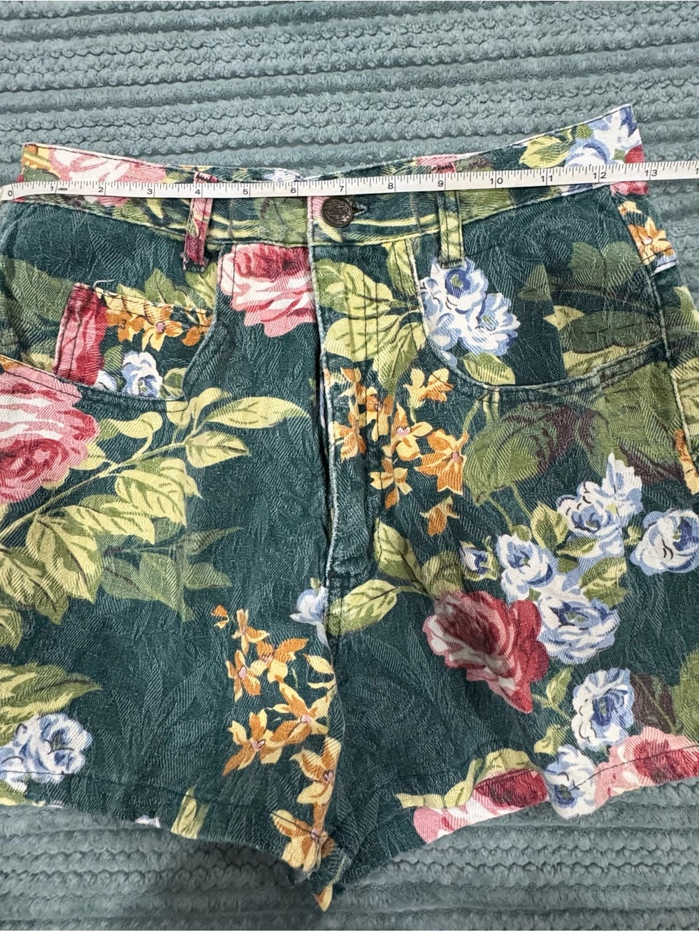Paris Blues Floral High-Waist Shorts — Green Multi